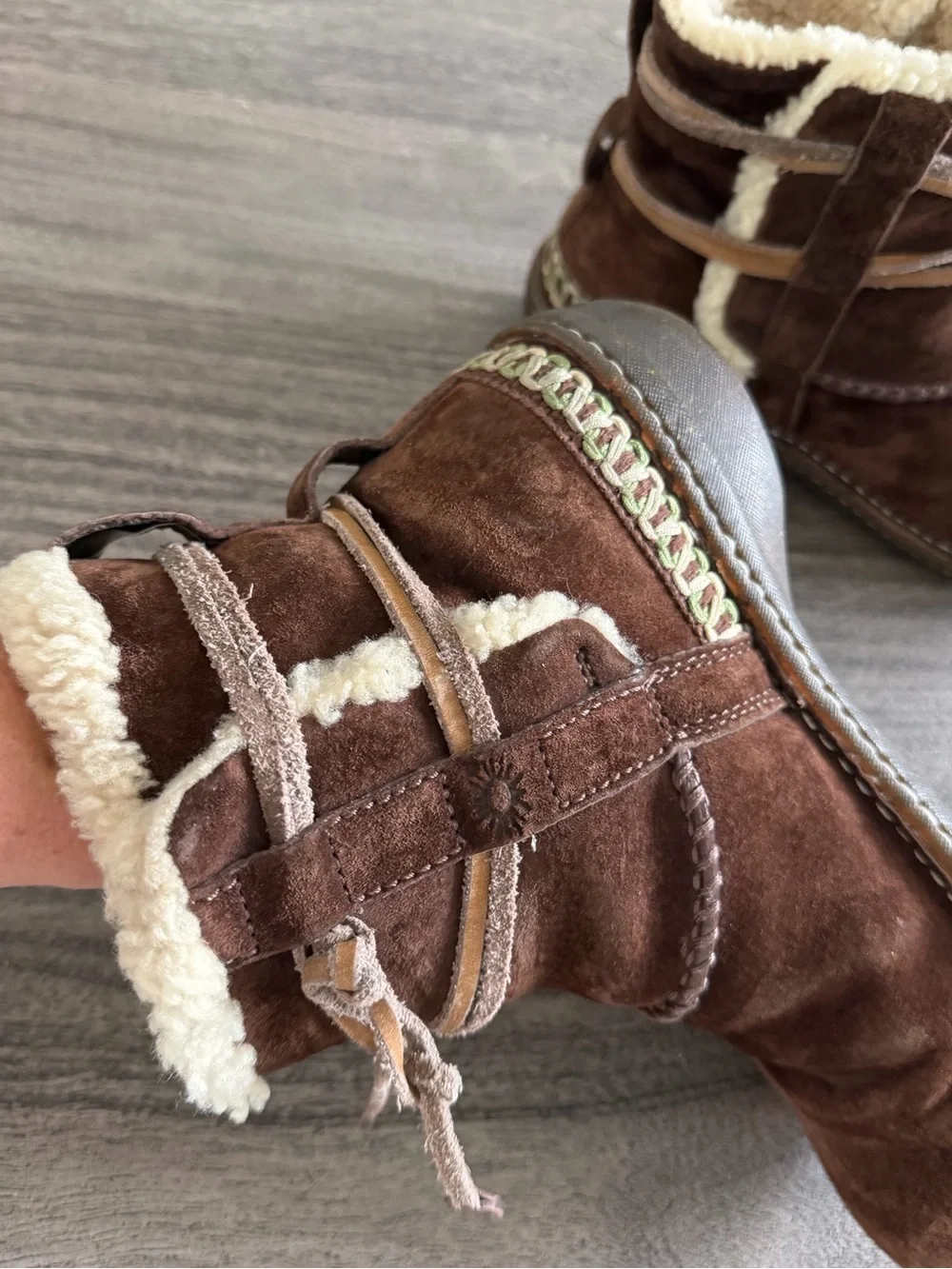 UGG Chestnut Suede Shearling Ankle Boots